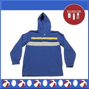 Boy's Gymboree Blue, Yellow, Gray, and Black Striped Hooded Long Sleeve Shirt